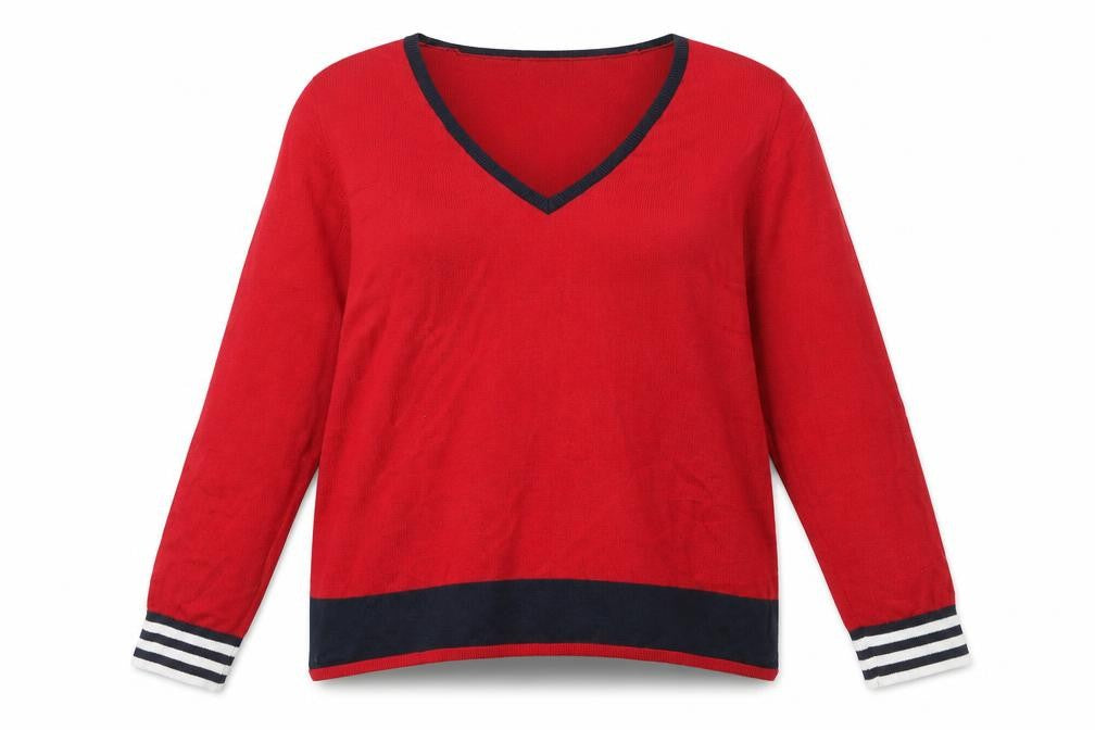 Hush Women's Red V-Neck Knit Jumper XL Cotton Blend