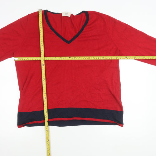 Hush Women's Red V-Neck Knit Jumper XL Cotton Blend