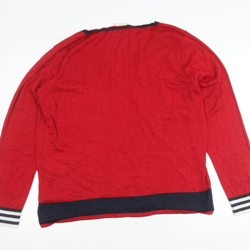 Hush Women's Red V-Neck Knit Jumper XL Cotton Blend