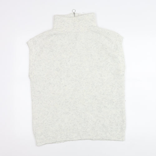 Marks and Spencer Women Grey Roll Neck Sleeveless Knit Jumper Vest S