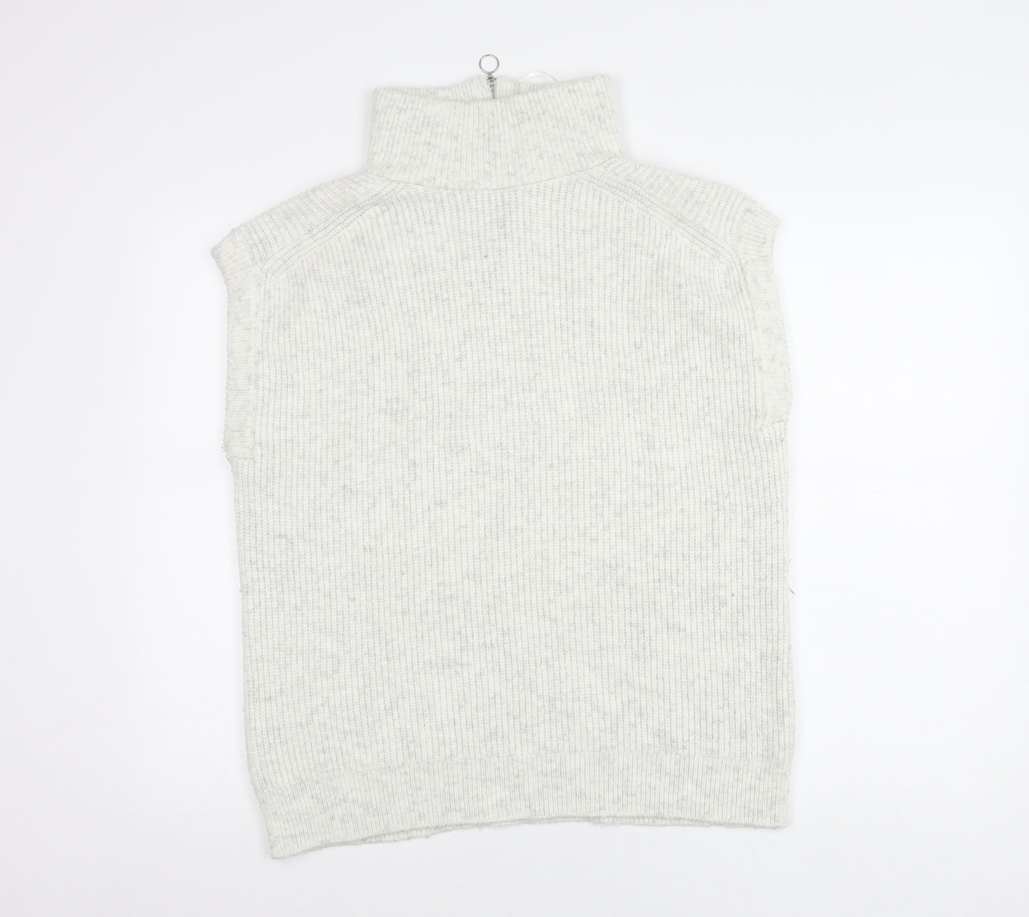 Marks and Spencer Women Grey Roll Neck Sleeveless Knit Jumper Vest S
