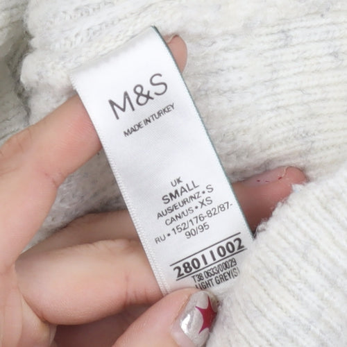 Marks and Spencer Women Grey Roll Neck Sleeveless Knit Jumper Vest S