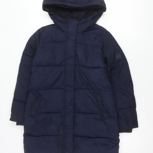 Gap Kids Girls Blue 10-11 Years Long Hooded Puffer Jacket Coat Winter