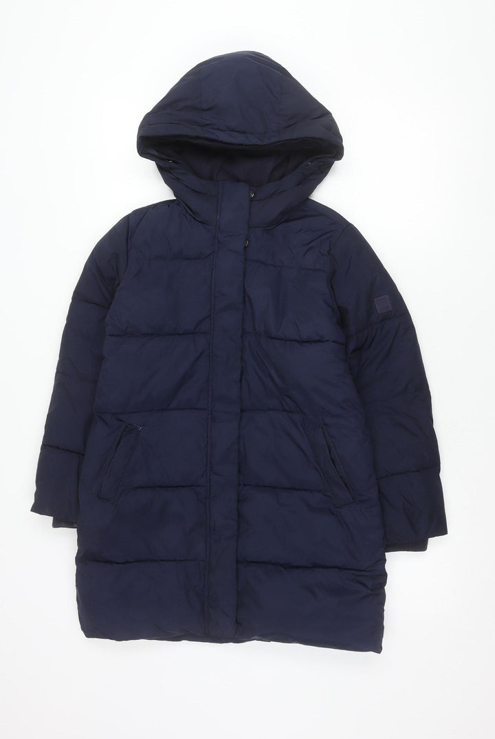 Gap Kids Girls Blue 10-11 Years Long Hooded Puffer Jacket Coat Winter