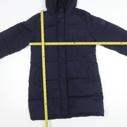 Gap Kids Girls Blue 10-11 Years Long Hooded Puffer Jacket Coat Winter