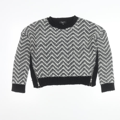 New Look Girls Black Chevron Knit Acrylic Pullover Jumper 14-15Y