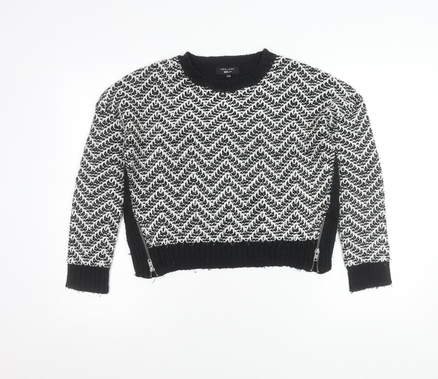 New Look Girls Black Chevron Knit Acrylic Pullover Jumper 14-15Y
