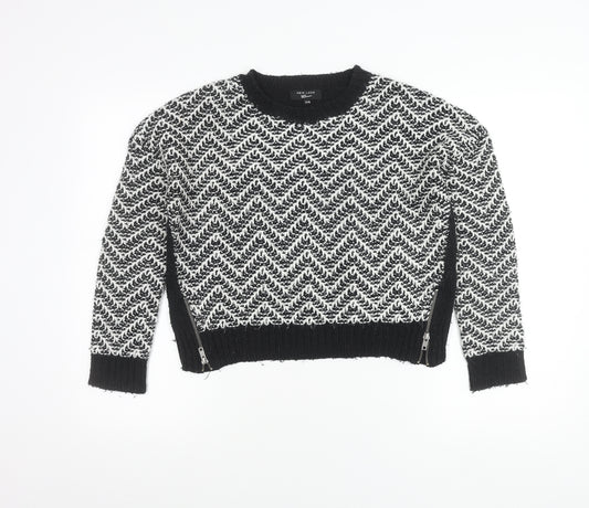 New Look Girls Black Chevron Knit Acrylic Pullover Jumper 14-15Y