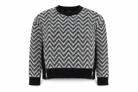 Front view of New Look girls’ black chevron knit acrylic jumper 14-15y