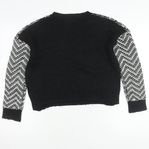 New Look Girls Black Chevron Knit Acrylic Pullover Jumper 14-15Y