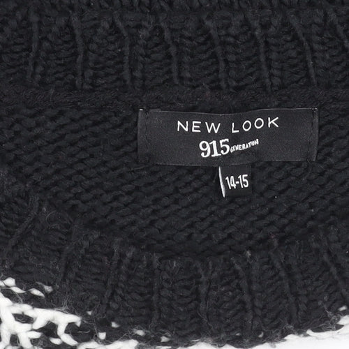 New Look Girls Black Chevron Knit Acrylic Pullover Jumper 14-15Y