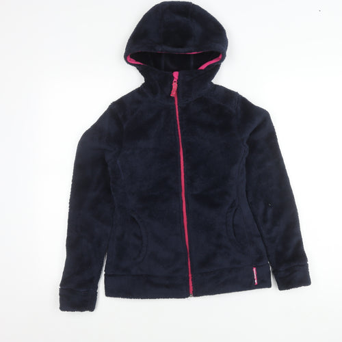 Decathlon Girls Blue 14 Years Fleece Hooded Full Zip Jacket