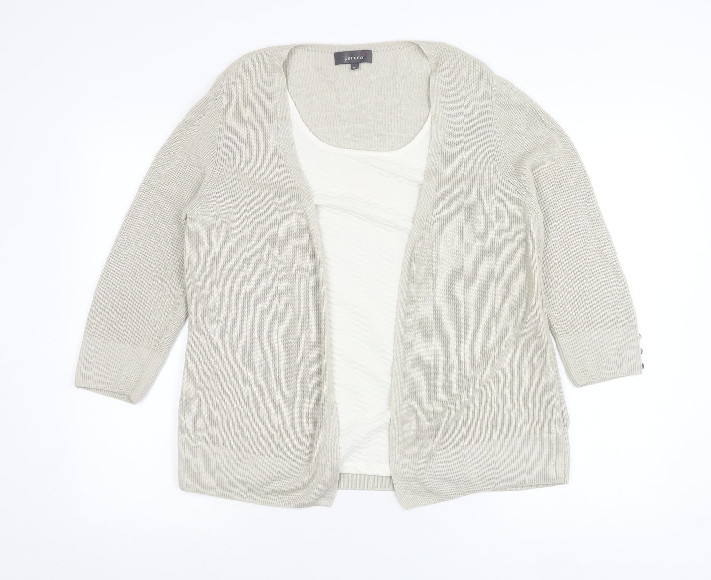 Marks and Spencer Per Una Women’s Beige Cardigan Size 16 Open Knit