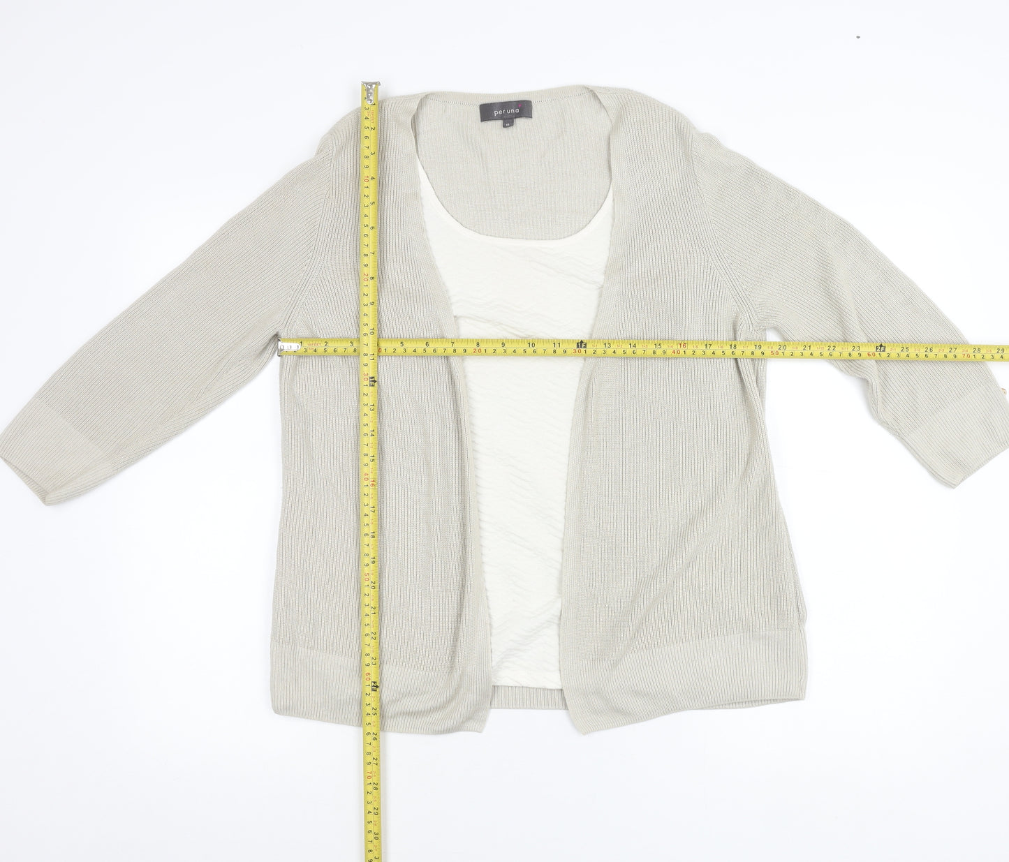 Marks and Spencer Per Una Women’s Beige Cardigan Size 16 Open Knit