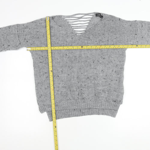 Cameo Rose Women’s Grey V-Neck Chunky Knit Pullover Jumper Size 10