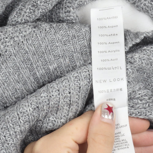 Cameo Rose Women’s Grey V-Neck Chunky Knit Pullover Jumper Size 10