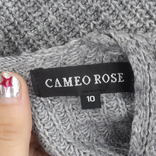 Cameo Rose Women’s Grey V-Neck Chunky Knit Pullover Jumper Size 10