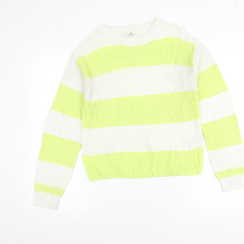 H&M Teens Multicoloured Striped Pullover Jumper Size 14 Acrylic Knit