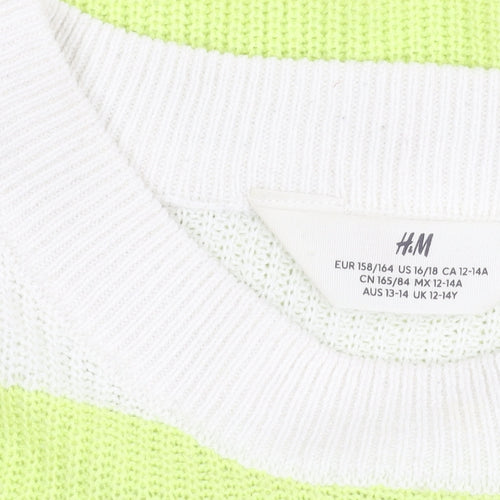 H&M Teens Multicoloured Striped Pullover Jumper Size 14 Acrylic Knit