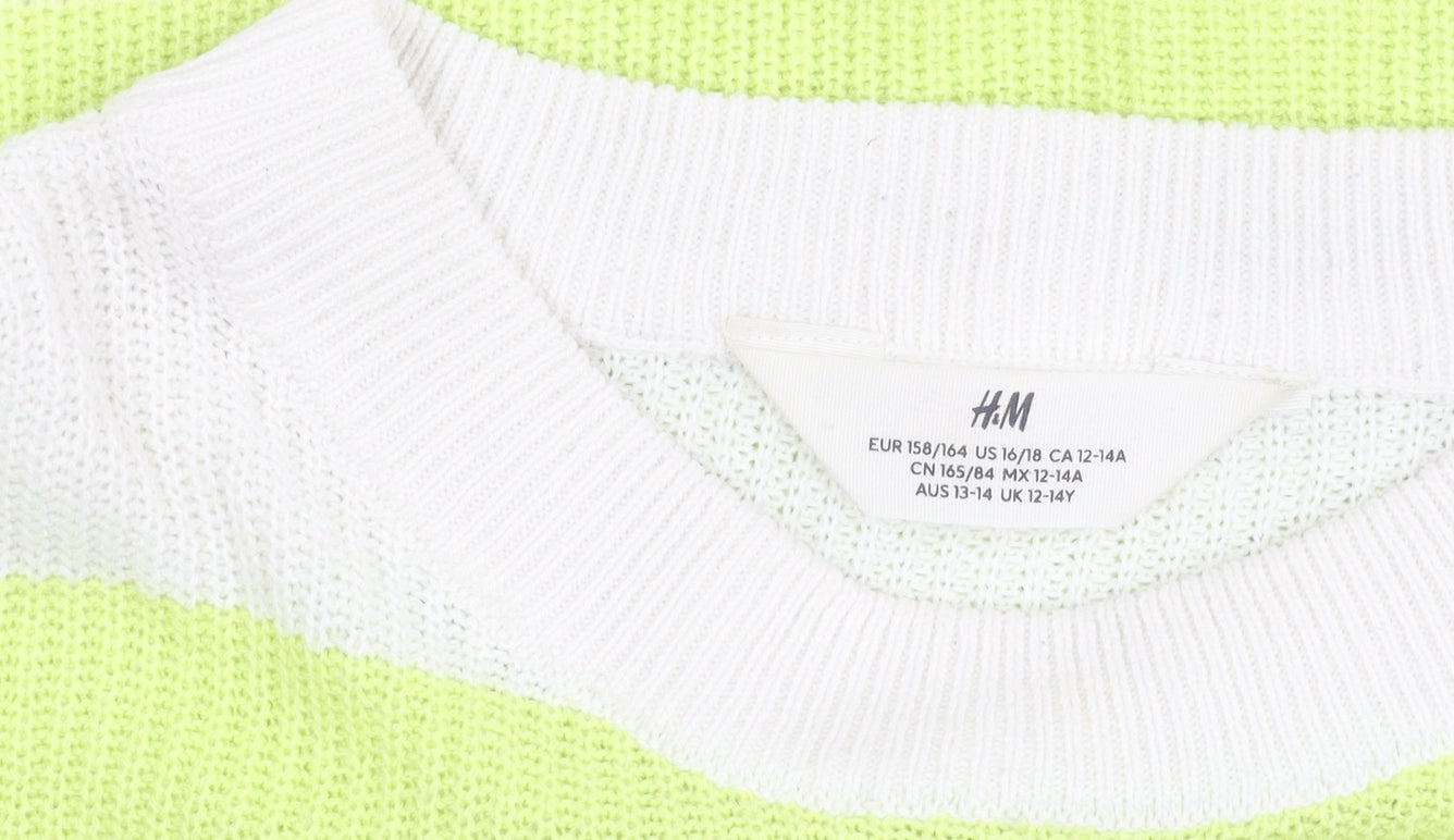 H&M Teens Multicoloured Striped Pullover Jumper Size 14 Acrylic Knit