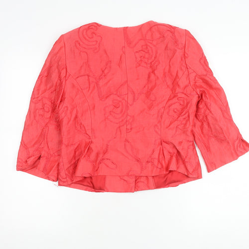 Kaliko Women Red Linen Blend Floral Suit Jacket Size 14