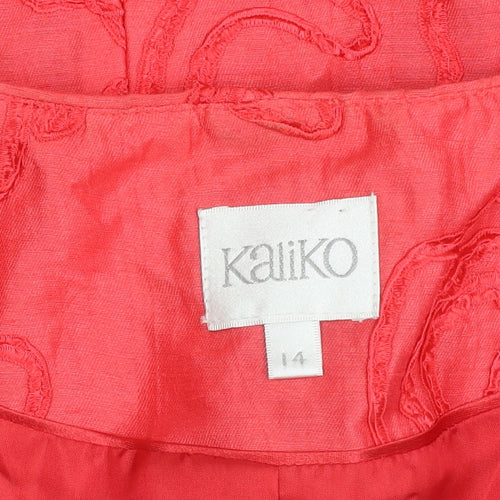 Kaliko Women Red Linen Blend Floral Suit Jacket Size 14
