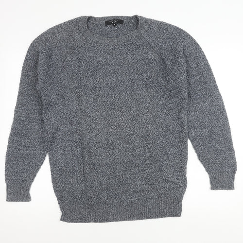New Look Men Grey Cotton Crew Neck Pullover Jumper Size M