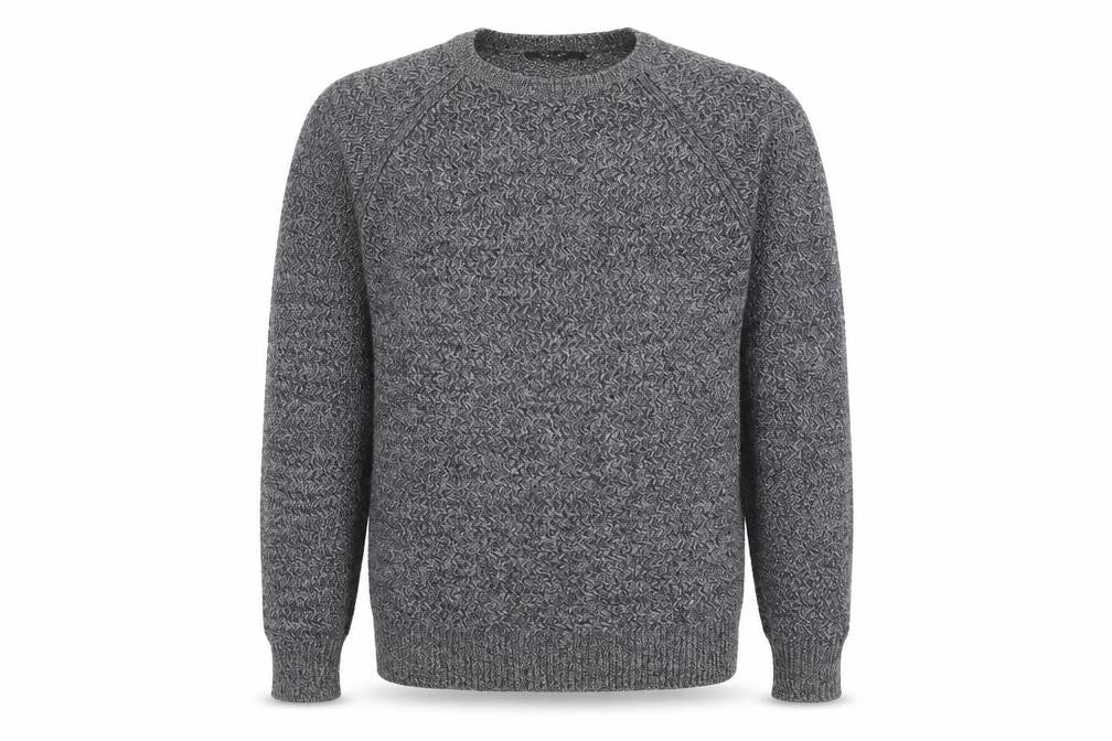 Front view of New Look Men Grey Cotton Crew Neck jumper, size M