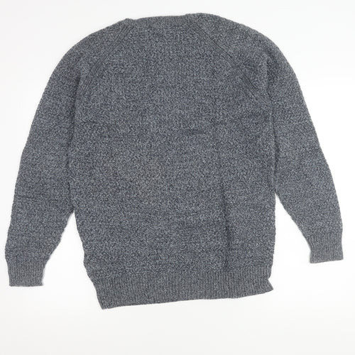 New Look Men Grey Cotton Crew Neck Pullover Jumper Size M