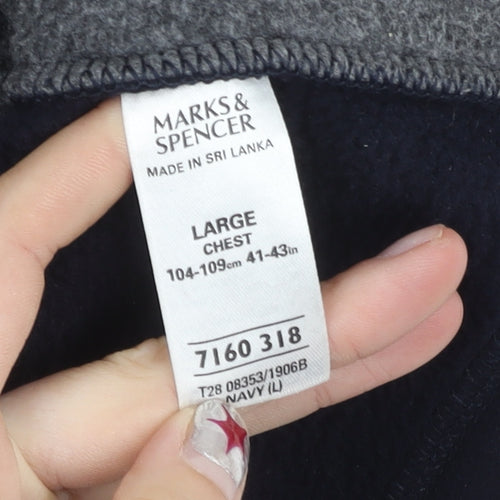 Marks and Spencer Men's Navy Blue Fleece Jacket L 41-43" Full Zip Pockets
