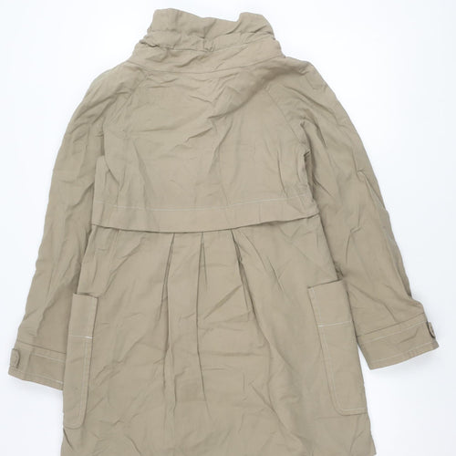 Zara Basic Women Beige Parka Jacket Size 12 Cotton Blend