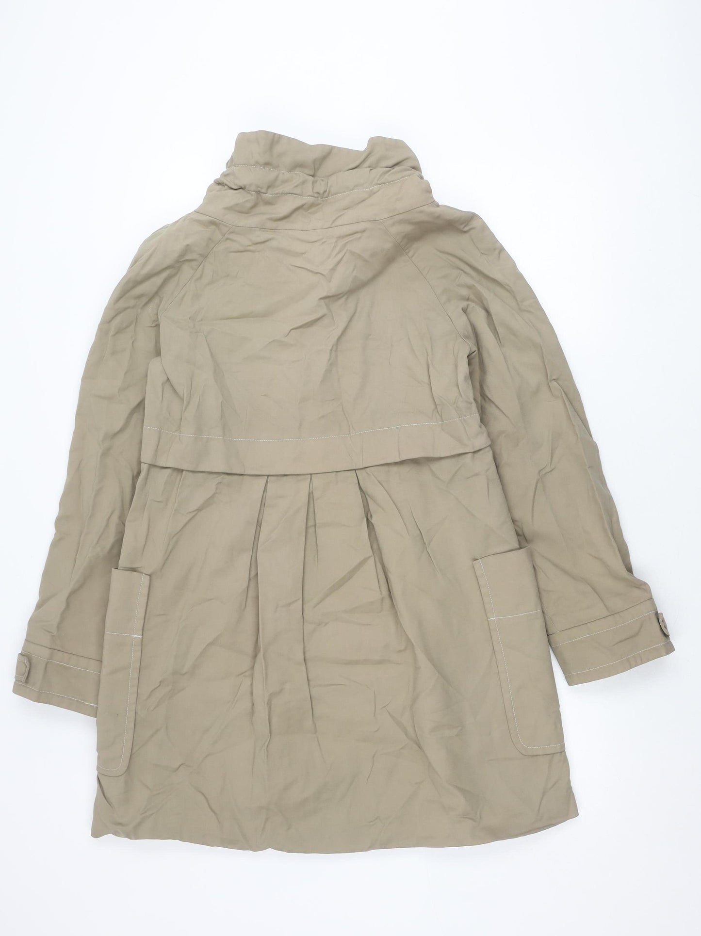 Zara Basic Women Beige Parka Jacket Size 12 Cotton Blend