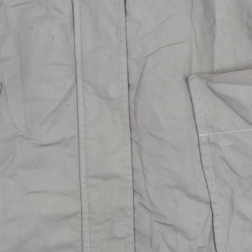 Zara Basic Women Beige Parka Jacket Size 12 Cotton Blend
