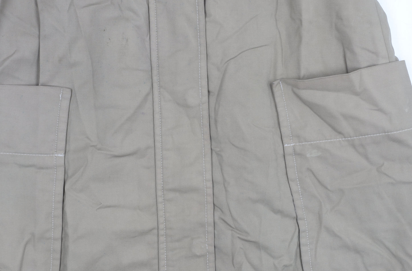 Zara Basic Women Beige Parka Jacket Size 12 Cotton Blend