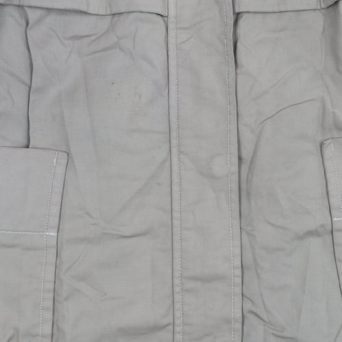 Zara Basic Women Beige Parka Jacket Size 12 Cotton Blend