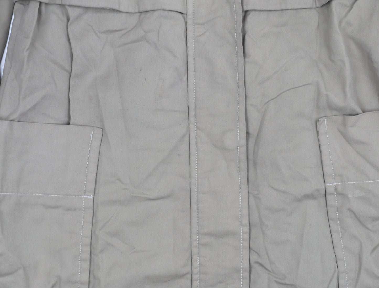 Zara Basic Women Beige Parka Jacket Size 12 Cotton Blend