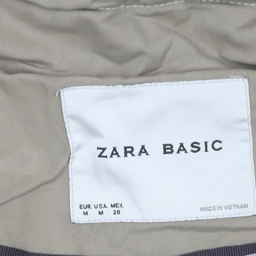 Zara Basic Women Beige Parka Jacket Size 12 Cotton Blend