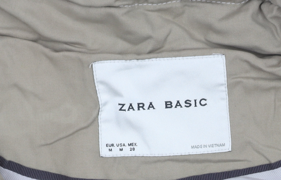 Zara Basic Women Beige Parka Jacket Size 12 Cotton Blend