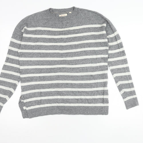 Fat Face Womens Grey Striped Knit Pullover Jumper Size 8