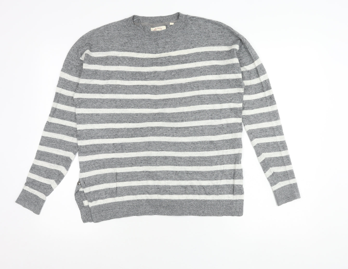 Fat Face Womens Grey Striped Knit Pullover Jumper Size 8
