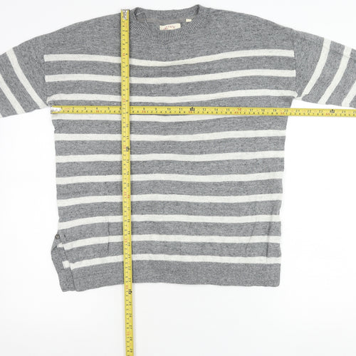 Fat Face Womens Grey Striped Knit Pullover Jumper Size 8