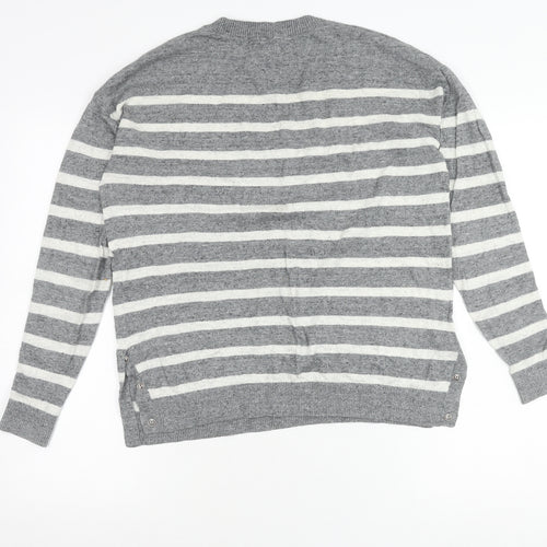 Fat Face Womens Grey Striped Knit Pullover Jumper Size 8