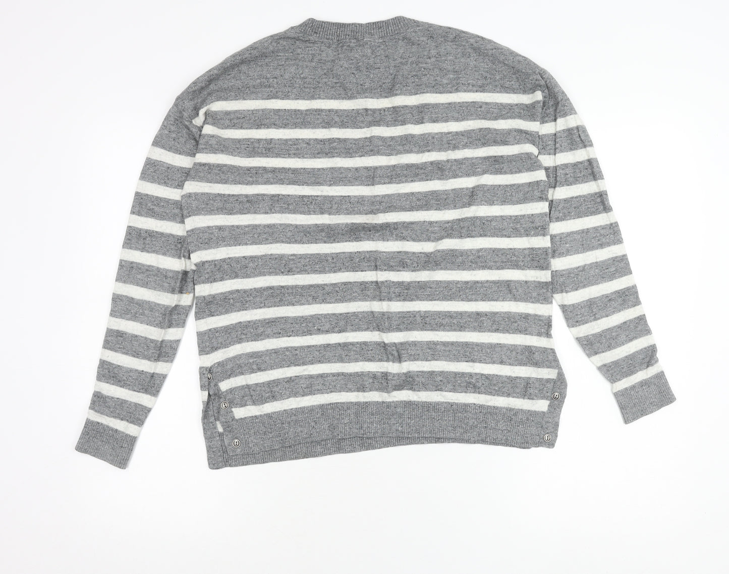 Fat Face Womens Grey Striped Knit Pullover Jumper Size 8