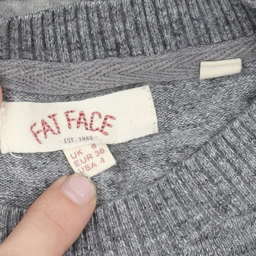 Fat Face Womens Grey Striped Knit Pullover Jumper Size 8