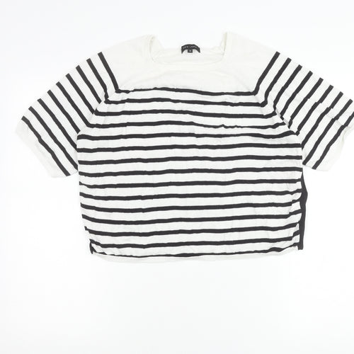 New Look Women’s Black White Striped T-Shirt Size 12 Short Sleeve