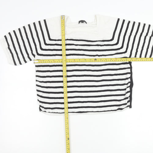 New Look Women’s Black White Striped T-Shirt Size 12 Short Sleeve