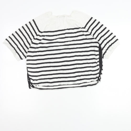 New Look Women’s Black White Striped T-Shirt Size 12 Short Sleeve