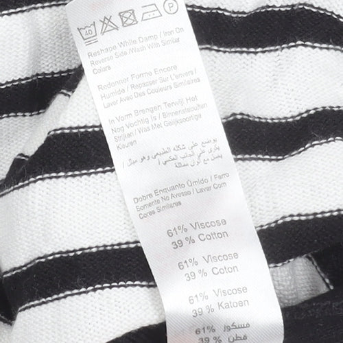 New Look Women’s Black White Striped T-Shirt Size 12 Short Sleeve