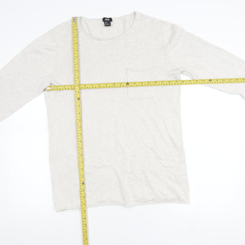 H&M Women’s Beige Cotton Crew Neck Jumper Size 12 Long Sleeve