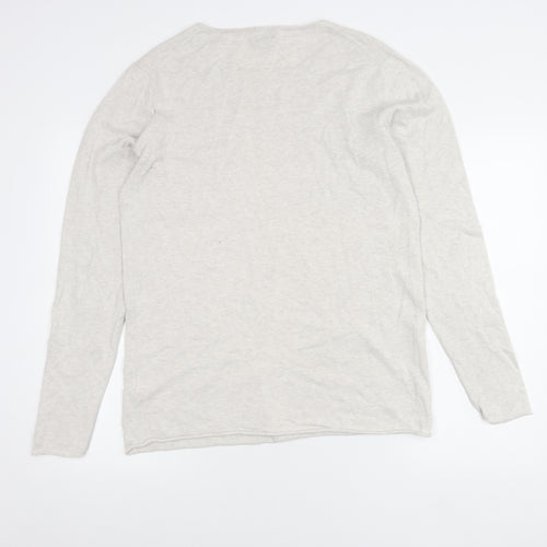 H&M Women’s Beige Cotton Crew Neck Jumper Size 12 Long Sleeve